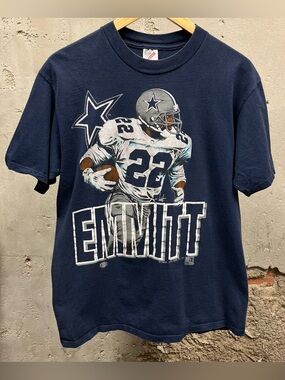 Vintage 90s 1993 Emmitt Smith Blue Football USA Made Ice Box Graphic Large L